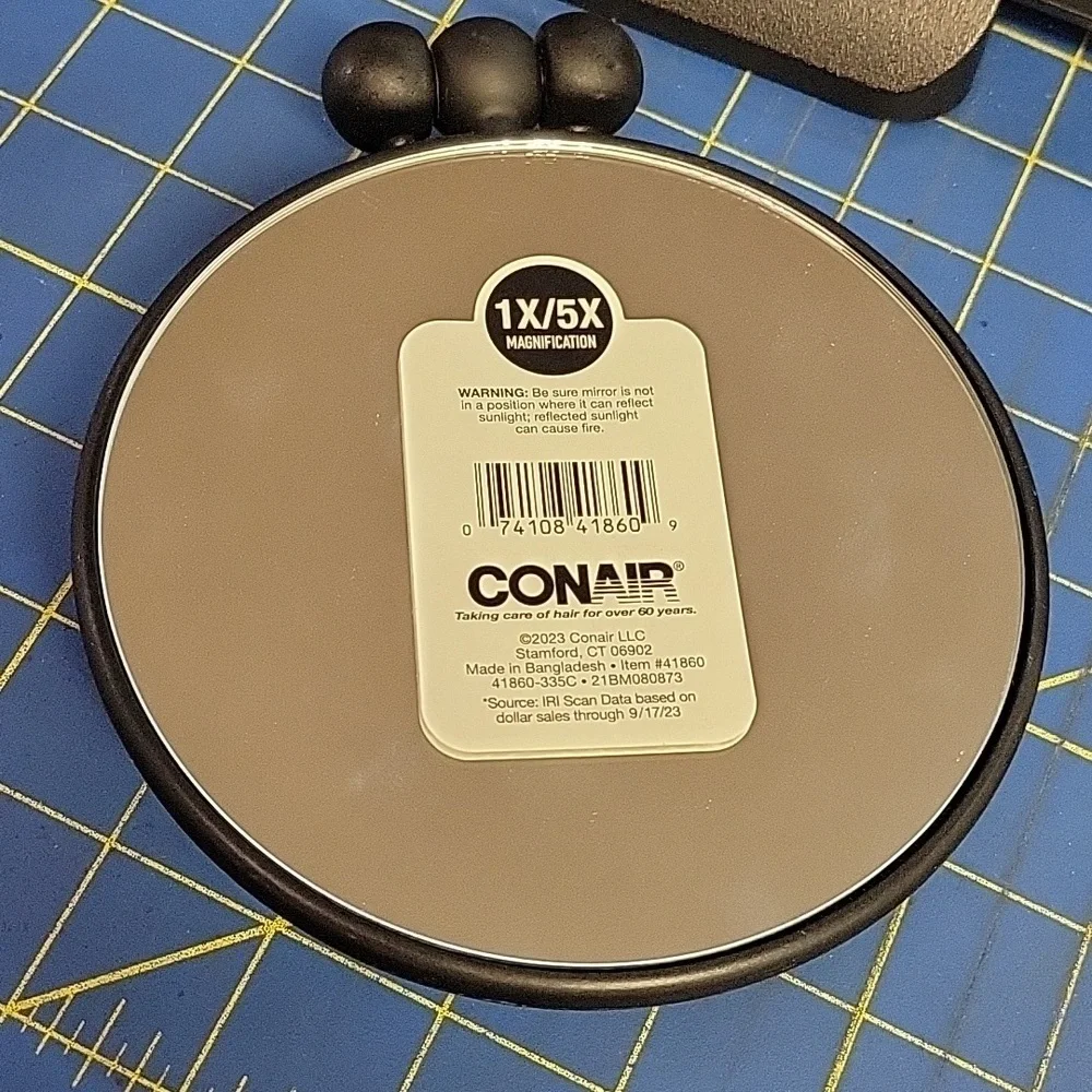 Conair Black 2-in-1 Magnifying Handheld or Tabletop Mirror New